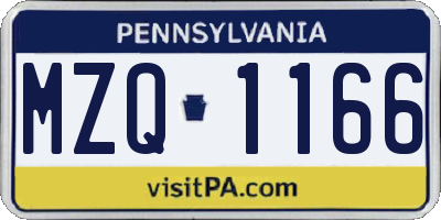 PA license plate MZQ1166
