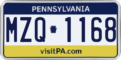 PA license plate MZQ1168