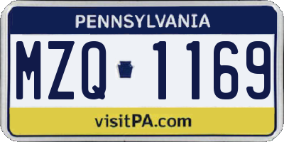PA license plate MZQ1169