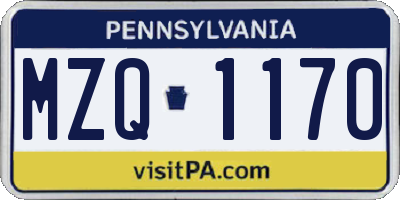 PA license plate MZQ1170