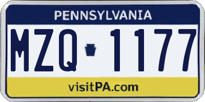 PA license plate MZQ1177