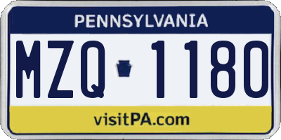 PA license plate MZQ1180