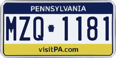 PA license plate MZQ1181