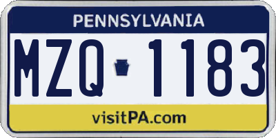 PA license plate MZQ1183