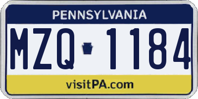 PA license plate MZQ1184