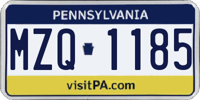 PA license plate MZQ1185