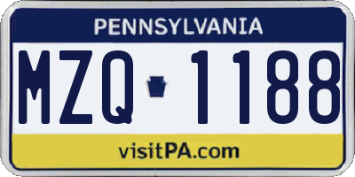 PA license plate MZQ1188
