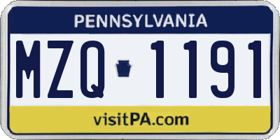PA license plate MZQ1191