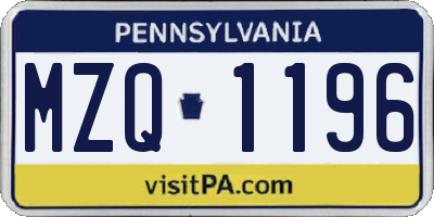 PA license plate MZQ1196