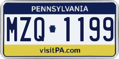 PA license plate MZQ1199