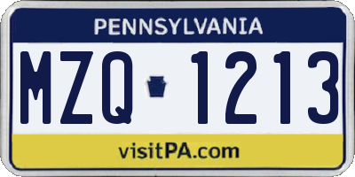 PA license plate MZQ1213