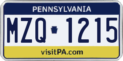 PA license plate MZQ1215