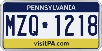 PA license plate MZQ1218