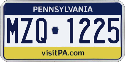 PA license plate MZQ1225