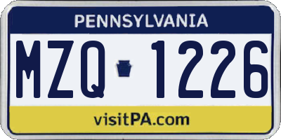 PA license plate MZQ1226