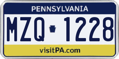PA license plate MZQ1228