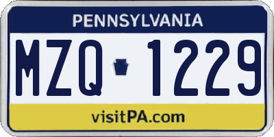 PA license plate MZQ1229