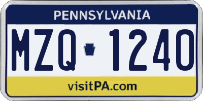 PA license plate MZQ1240