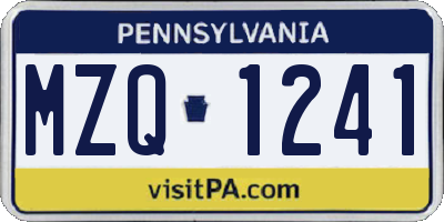 PA license plate MZQ1241