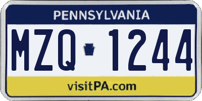 PA license plate MZQ1244