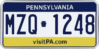 PA license plate MZQ1248