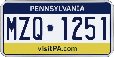 PA license plate MZQ1251