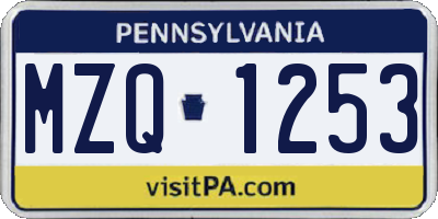 PA license plate MZQ1253