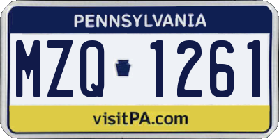 PA license plate MZQ1261