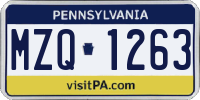 PA license plate MZQ1263