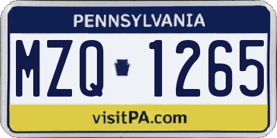 PA license plate MZQ1265