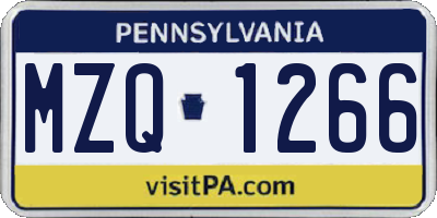 PA license plate MZQ1266