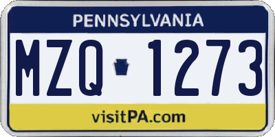PA license plate MZQ1273