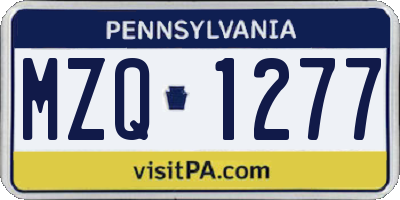 PA license plate MZQ1277