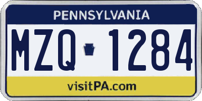 PA license plate MZQ1284
