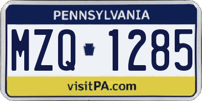 PA license plate MZQ1285