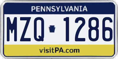 PA license plate MZQ1286