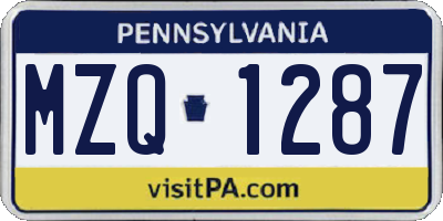 PA license plate MZQ1287