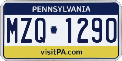 PA license plate MZQ1290