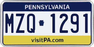PA license plate MZQ1291