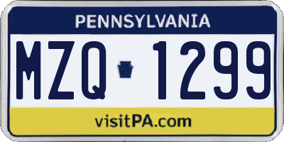 PA license plate MZQ1299