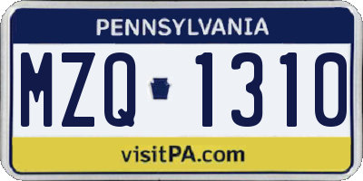PA license plate MZQ1310