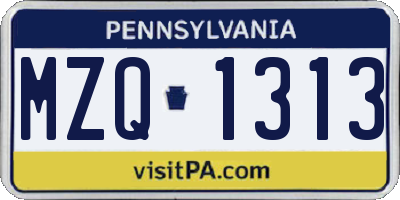 PA license plate MZQ1313