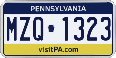 PA license plate MZQ1323