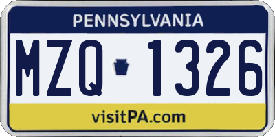 PA license plate MZQ1326