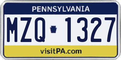 PA license plate MZQ1327