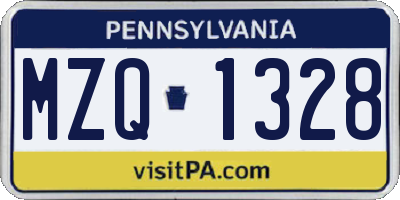 PA license plate MZQ1328