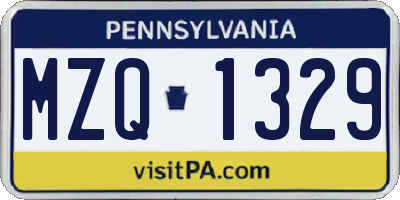 PA license plate MZQ1329