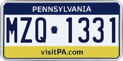 PA license plate MZQ1331