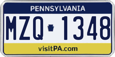PA license plate MZQ1348