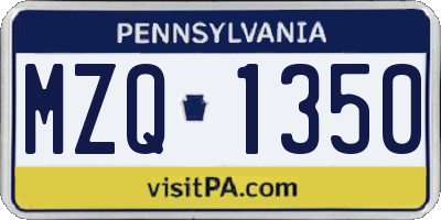 PA license plate MZQ1350